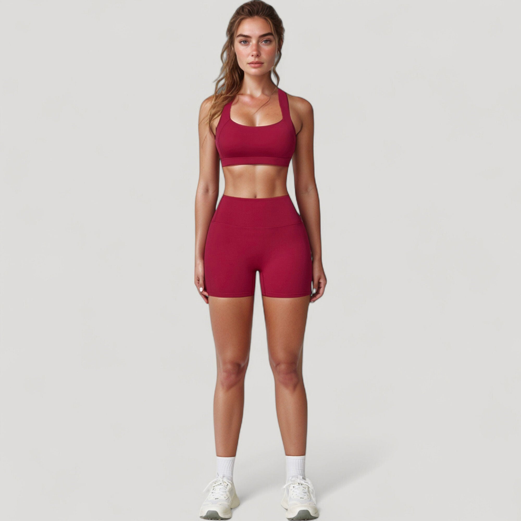 Anna-Kaci Active Women's Wide Strap Square Neck Sports Bra Top with Sculpted Seam Detail and Cropped Fit