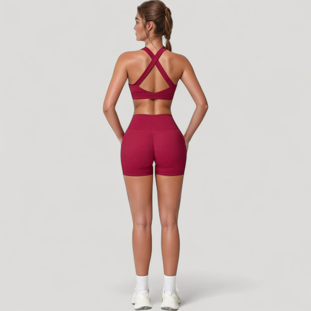 Anna-Kaci Active Women's Wide Strap Square Neck Sports Bra Top with Sculpted Seam Detail and Cropped Fit