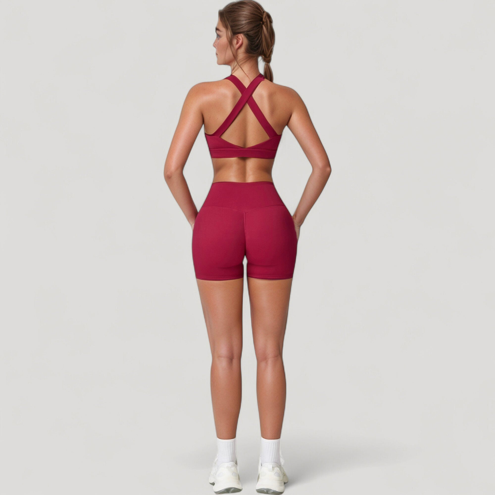 Anna-Kaci Active Women's Wide Strap Square Neck Sports Bra Top with Sculpted Seam Detail and Cropped Fit