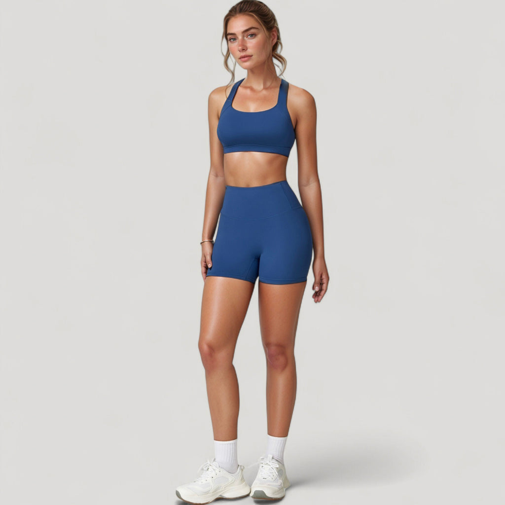 Anna-Kaci Active Women's Wide Strap Square Neck Sports Bra Top with Sculpted Seam Detail and Cropped Fit