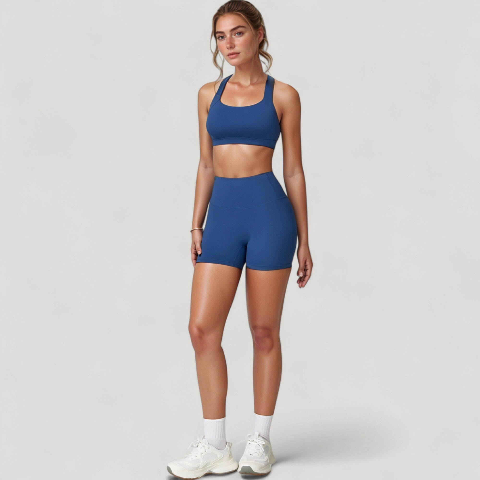 Anna-Kaci Active Women's Wide Strap Square Neck Sports Bra Top with Sculpted Seam Detail and Cropped Fit