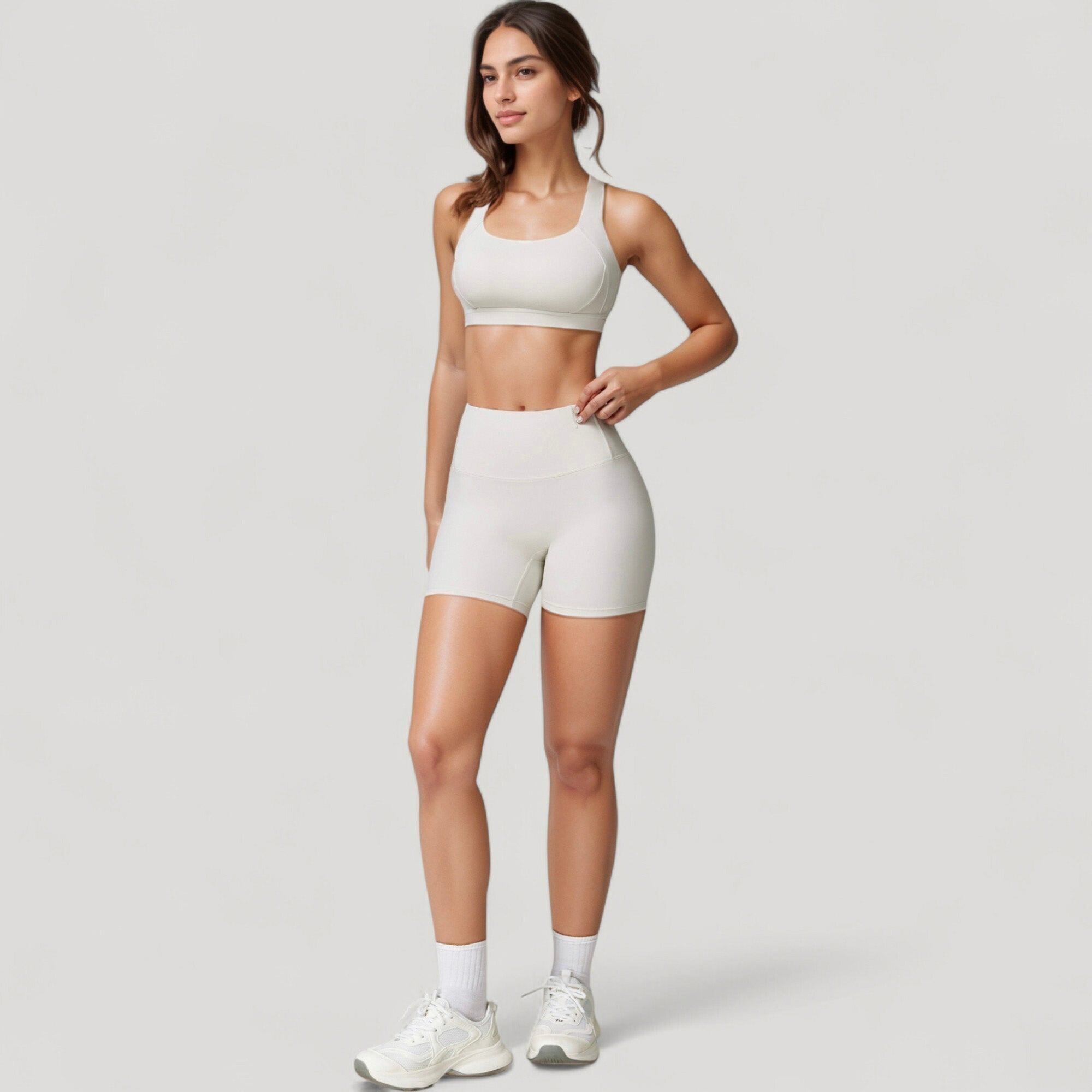 Anna-Kaci Active Women's Wide Strap Square Neck Sports Bra Top with Sculpted Seam Detail and Cropped Fit