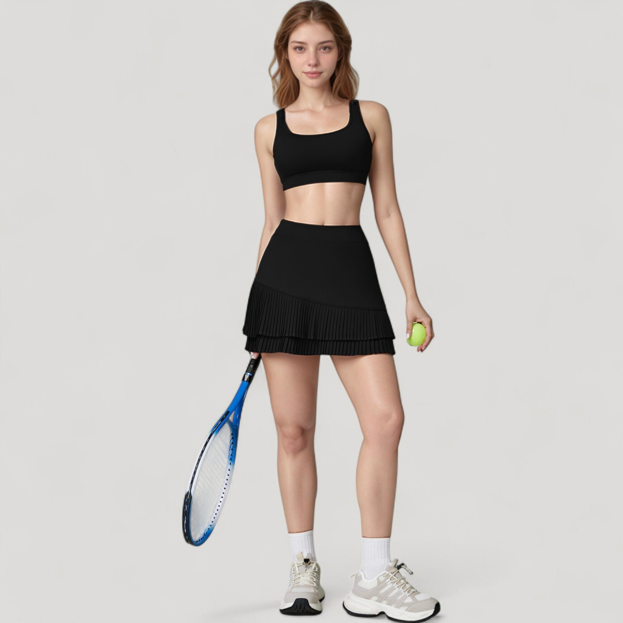 Anna-Kaci Women's Scoop Neck Sports Bra with Wide Shoulder Straps and Soft Stretch Fabric for Low to Medium Impact