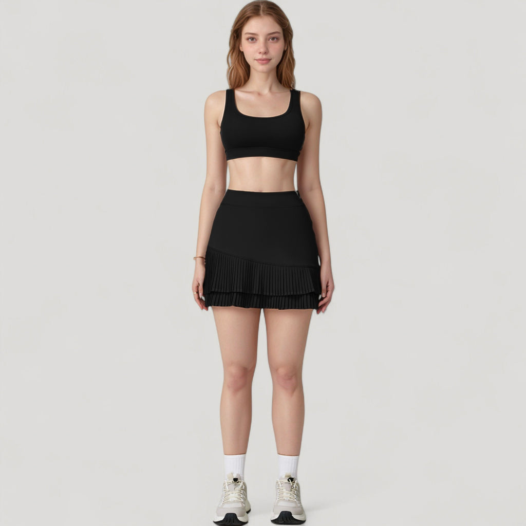 Anna-Kaci Women's Scoop Neck Sports Bra with Wide Shoulder Straps and Soft Stretch Fabric for Low to Medium Impact