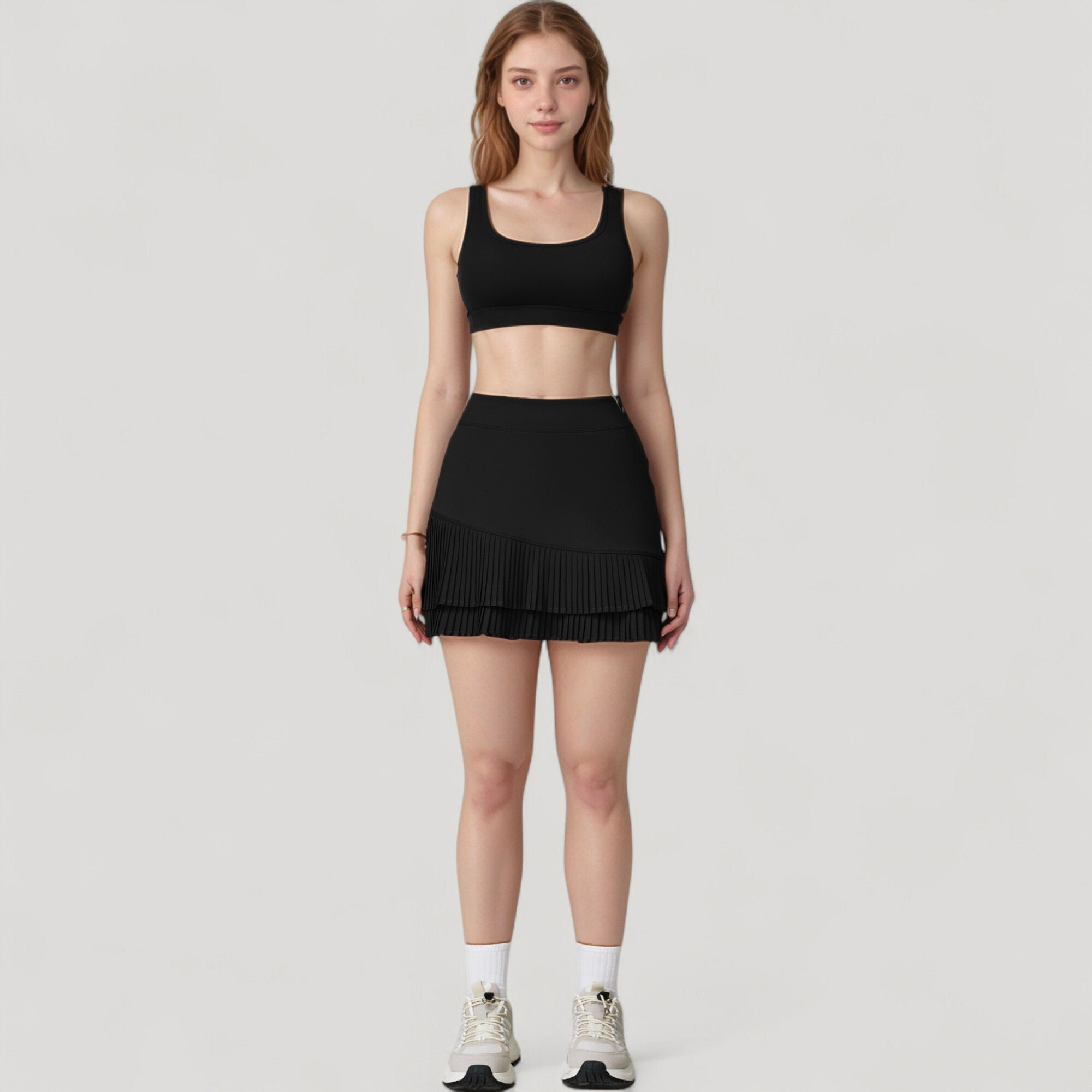 Anna-Kaci Women's Scoop Neck Sports Bra with Wide Shoulder Straps and Soft Stretch Fabric for Low to Medium Impact
