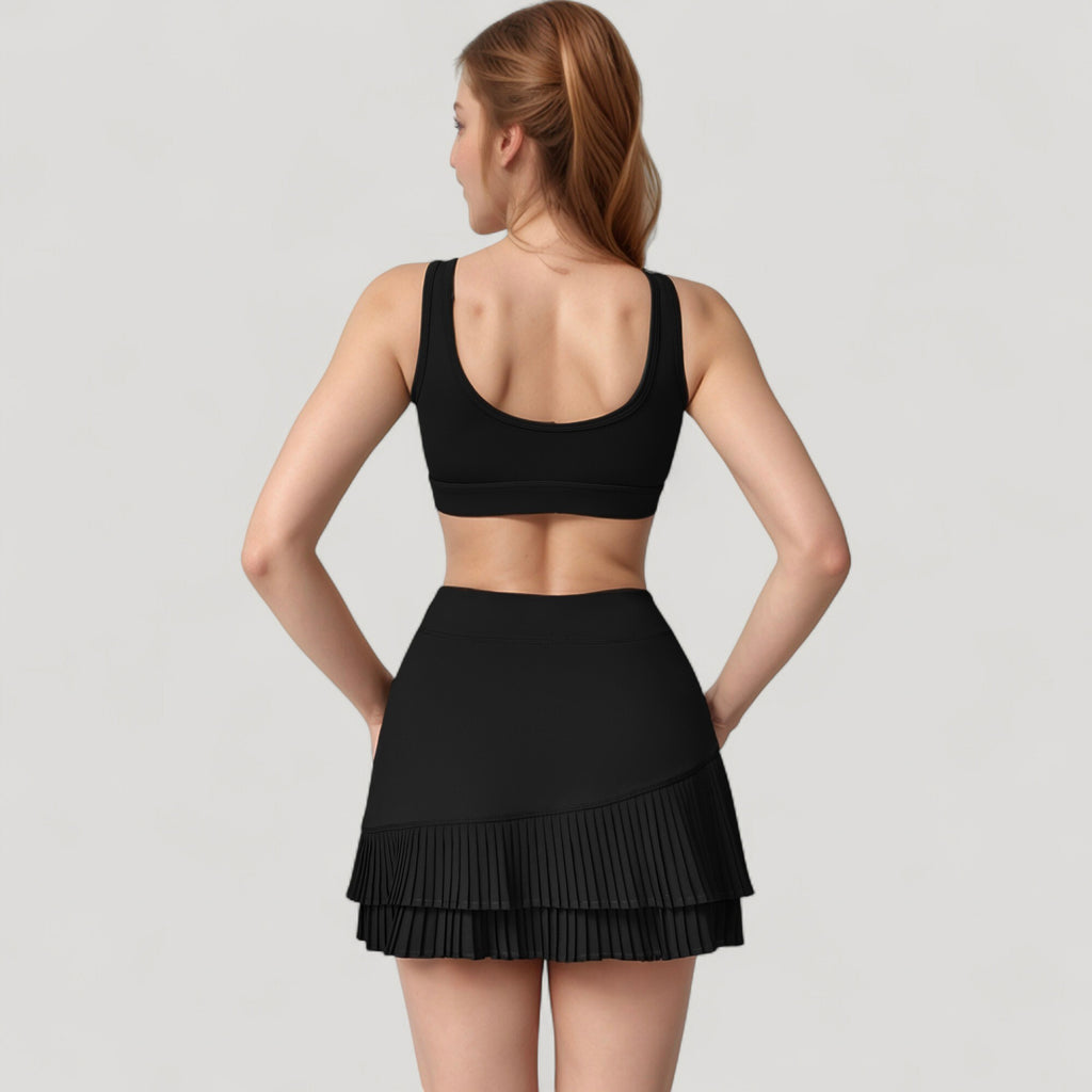 Anna-Kaci Women's Scoop Neck Sports Bra with Wide Shoulder Straps and Soft Stretch Fabric for Low to Medium Impact
