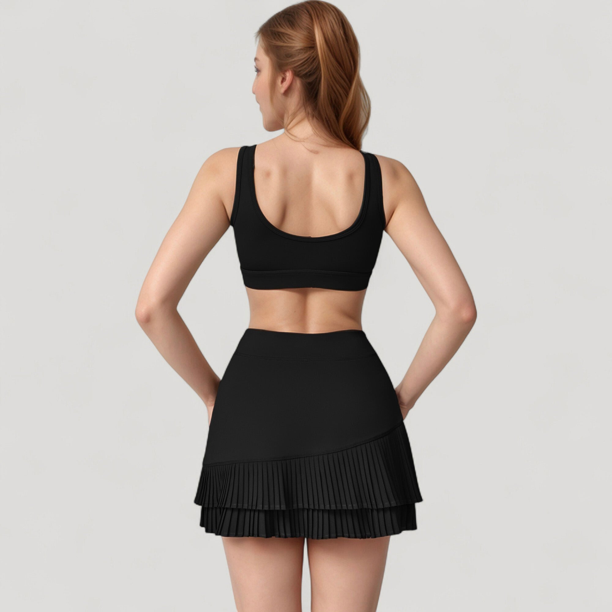 Anna-Kaci Women's Scoop Neck Sports Bra with Wide Shoulder Straps and Soft Stretch Fabric for Low to Medium Impact