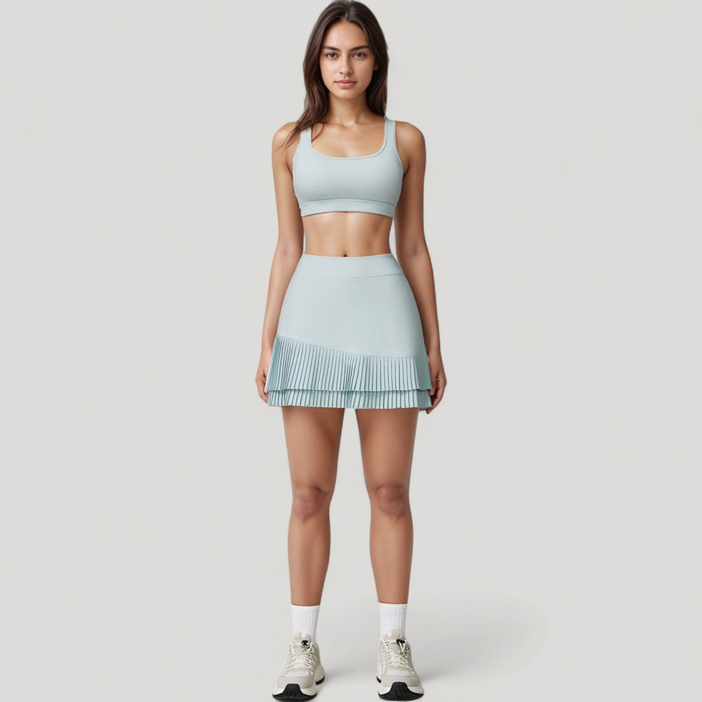 Anna-Kaci Women's Scoop Neck Sports Bra with Wide Shoulder Straps and Soft Stretch Fabric for Low to Medium Impact