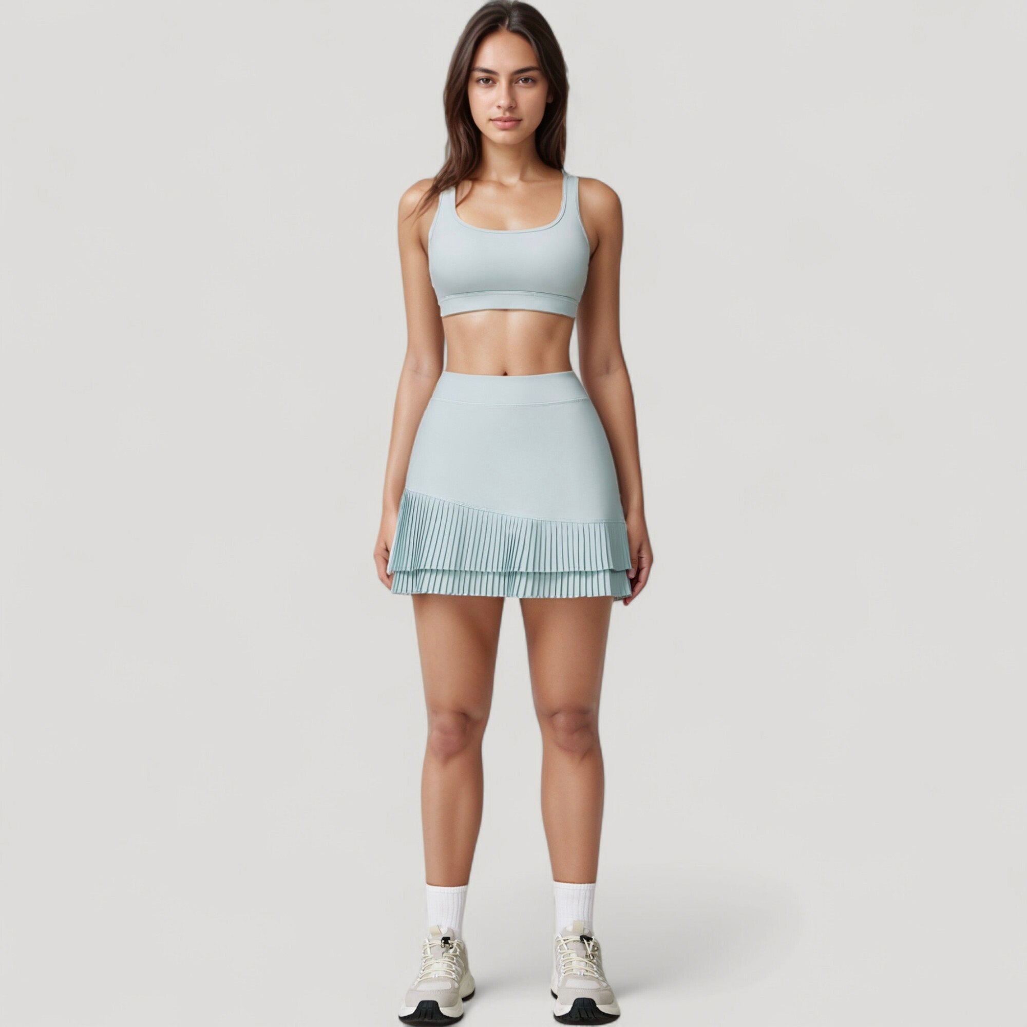 Anna-Kaci Women's Scoop Neck Sports Bra with Wide Shoulder Straps and Soft Stretch Fabric for Low to Medium Impact