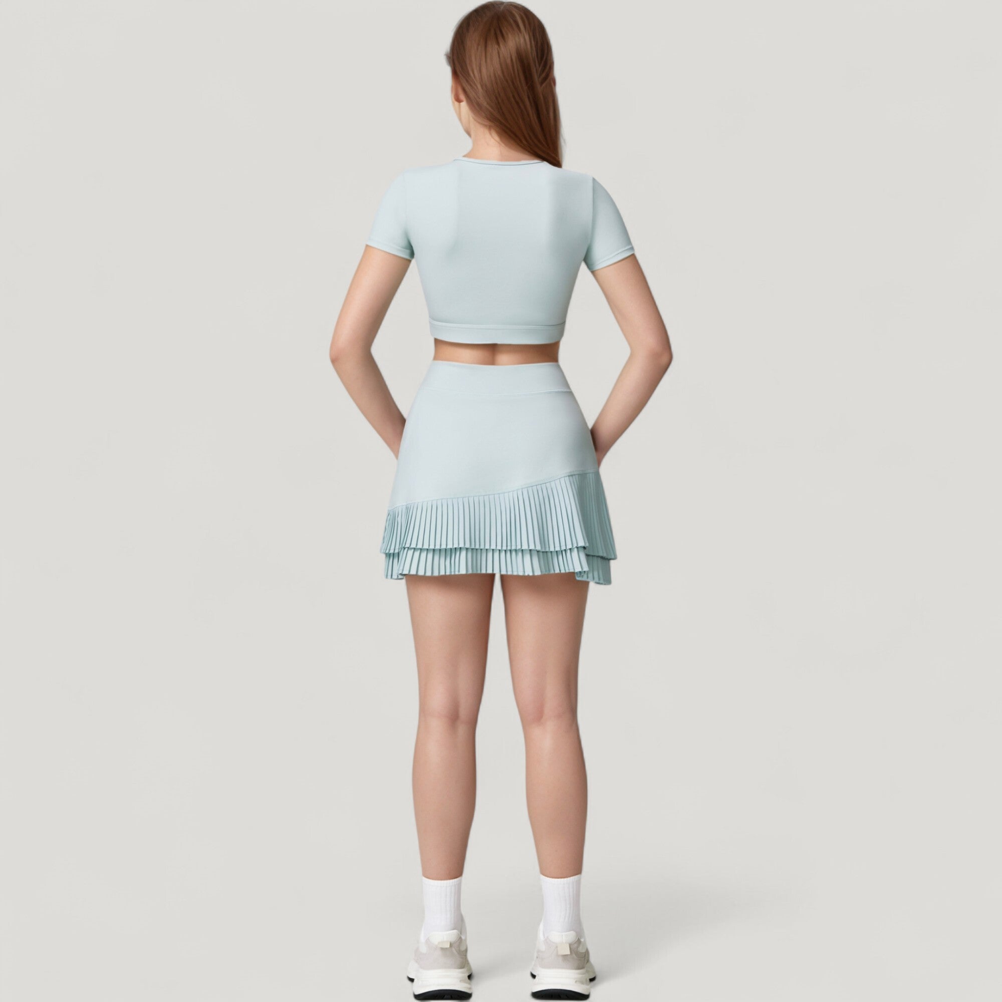 Anna-Kaci Active Women's Short Sleeve Cropped Active Top with Keyhole Front Cutout and Built-In Bra for Medium Support