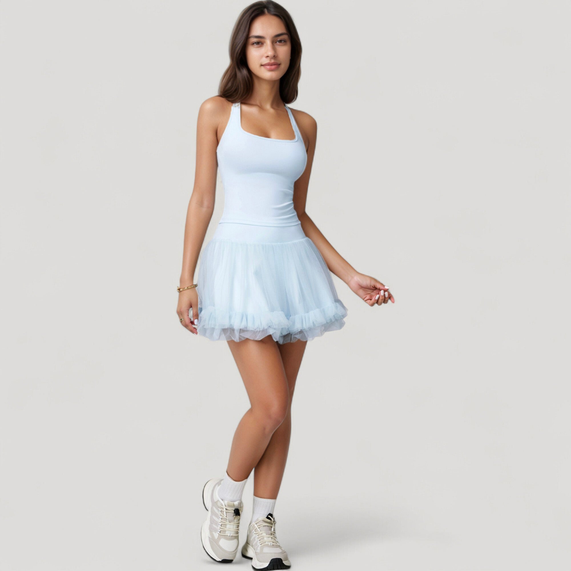 Anna-Kaci Active Women's Tulle Mini Skirt with Soft Lining and Layered Ruffle Hem for a Whimsical Ballet-Inspired Look