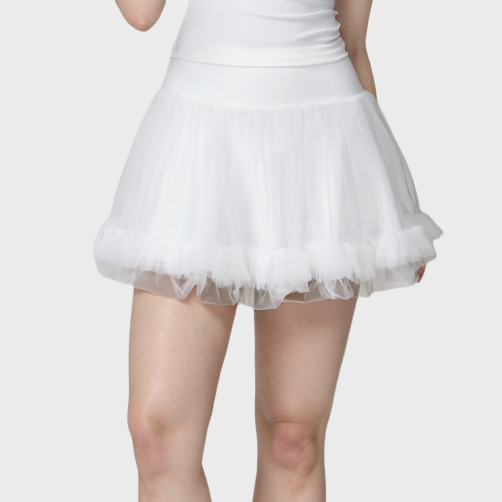 Anna-Kaci Active Women's Tulle Mini Skirt with Soft Lining and Layered Ruffle Hem for a Whimsical Ballet-Inspired Look