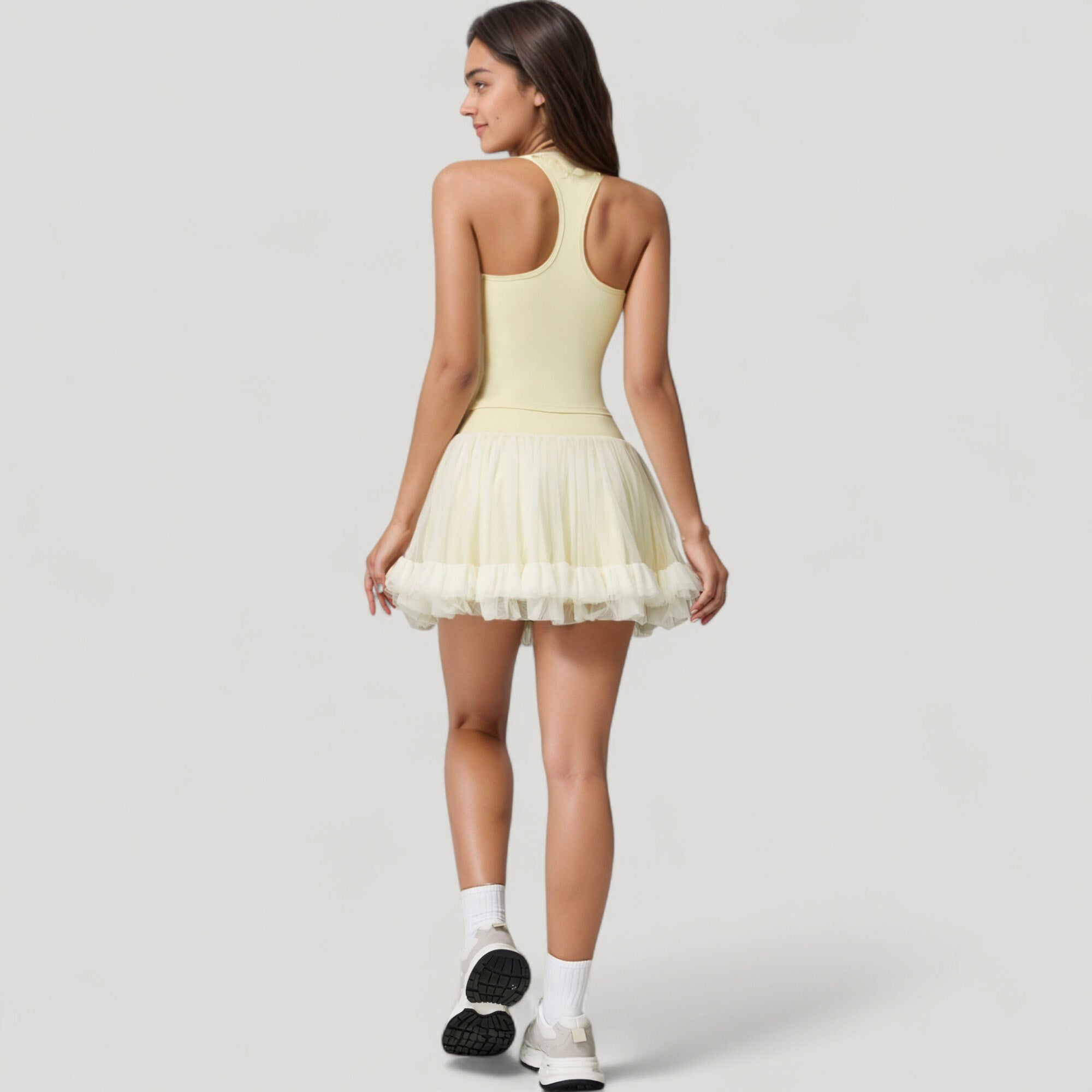 Anna-Kaci Active Women's Tulle Mini Skirt with Soft Lining and Layered Ruffle Hem for a Whimsical Ballet-Inspired Look