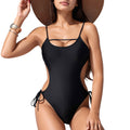 Anna-Kaci Swim Women's Cutout One-Piece Swimsuit with Strappy Chest Detail Adjustable Side Ties and Open Back Design