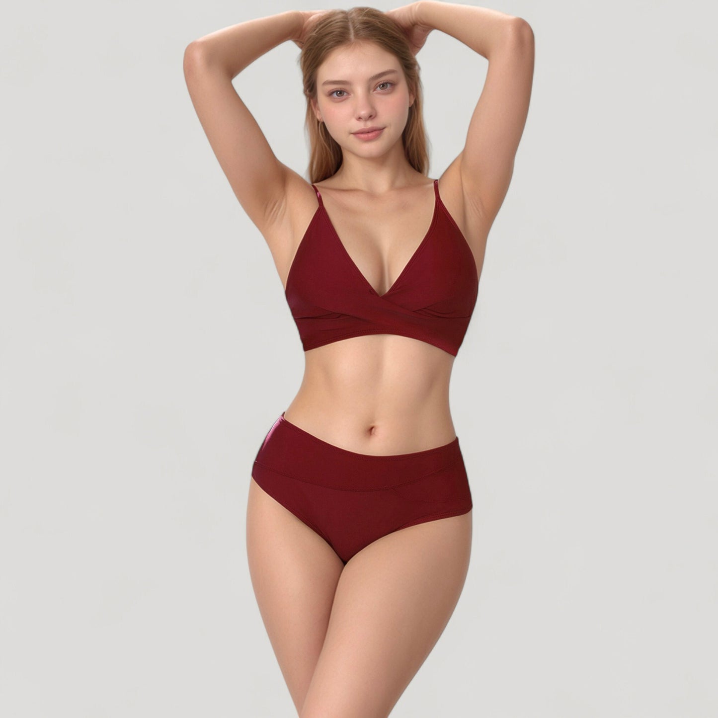 Anna-Kaci Swim Women's V-Neck Bikini Swimsuit with Crossover Top and High Waist Bottom