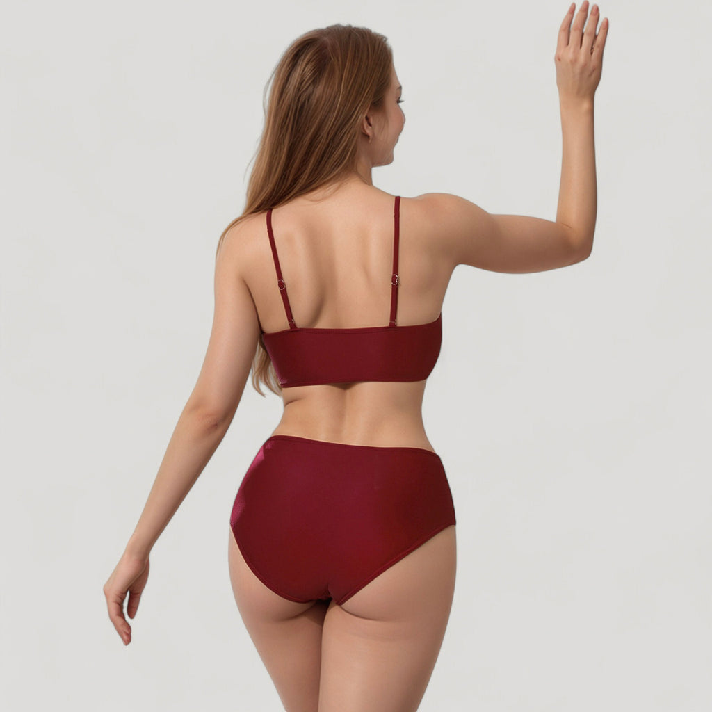 Anna-Kaci Swim Women's V-Neck Bikini Swimsuit with Crossover Top and High Waist Bottom