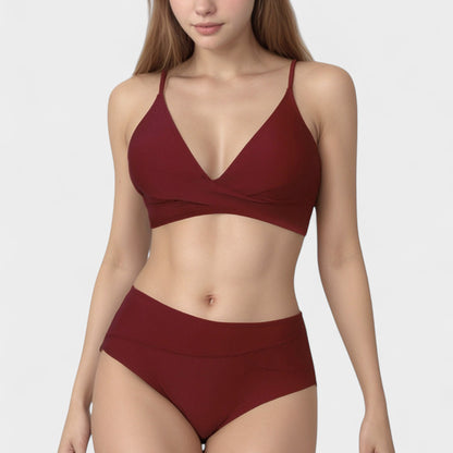Anna-Kaci Swim Women's V-Neck Bikini Swimsuit with Crossover Top and High Waist Bottom