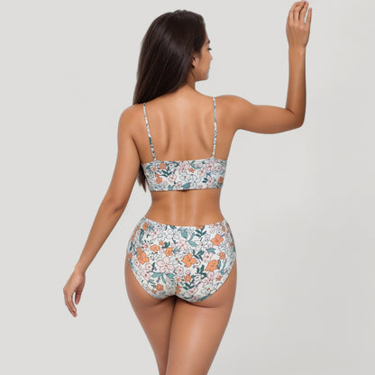 Anna-Kaci Swim Women's V-Neck Bikini Swimsuit with Crossover Top and High Waist Bottom
