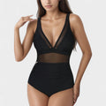 Anna-Kaci Swim Women's Deep V Mesh Panel One Piece Swimsuit with Sheer Waist Detail and Adjustable Straps