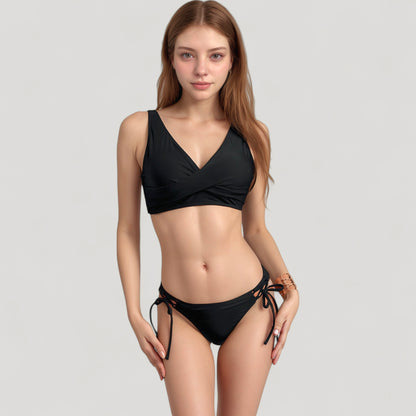 Anna-Kaci Swim Women's Crisscross Front Bikini Top with V-Neckline and Wide Straps for a Sleek Supportive Fit