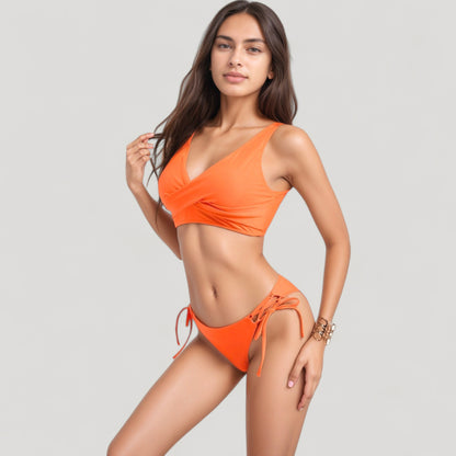 Anna-Kaci Swim Women's Crisscross Front Bikini Top with V-Neckline and Wide Straps for a Sleek Supportive Fit