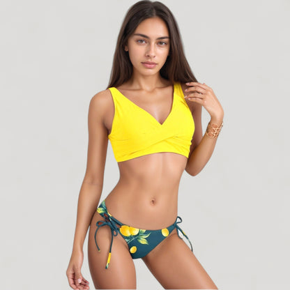 Anna-Kaci Swim Women's Crisscross Front Bikini Top with V-Neckline and Wide Straps for a Sleek Supportive Fit