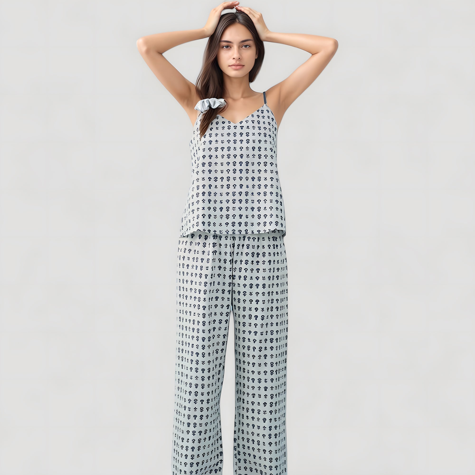 Anna-Kaci Lounge Women's Cami Strap Pajama Set with Allover Floral Print and Relaxed Wide Leg Pants
