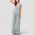 Anna-Kaci Lounge Women's Cami Strap Pajama Set with Allover Floral Print and Relaxed Wide Leg Pants