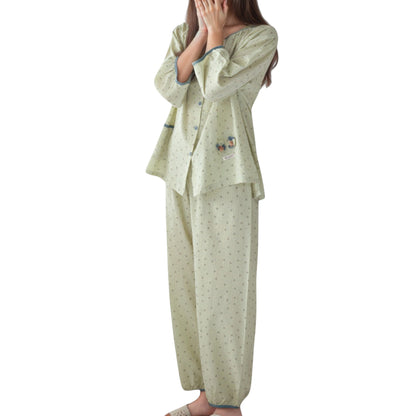 Anna-Kaci Lounge Women's Floral Print Pajama Set with Round Neck Button Front Top and Relaxed Fit Full-Length Lounge Pants
