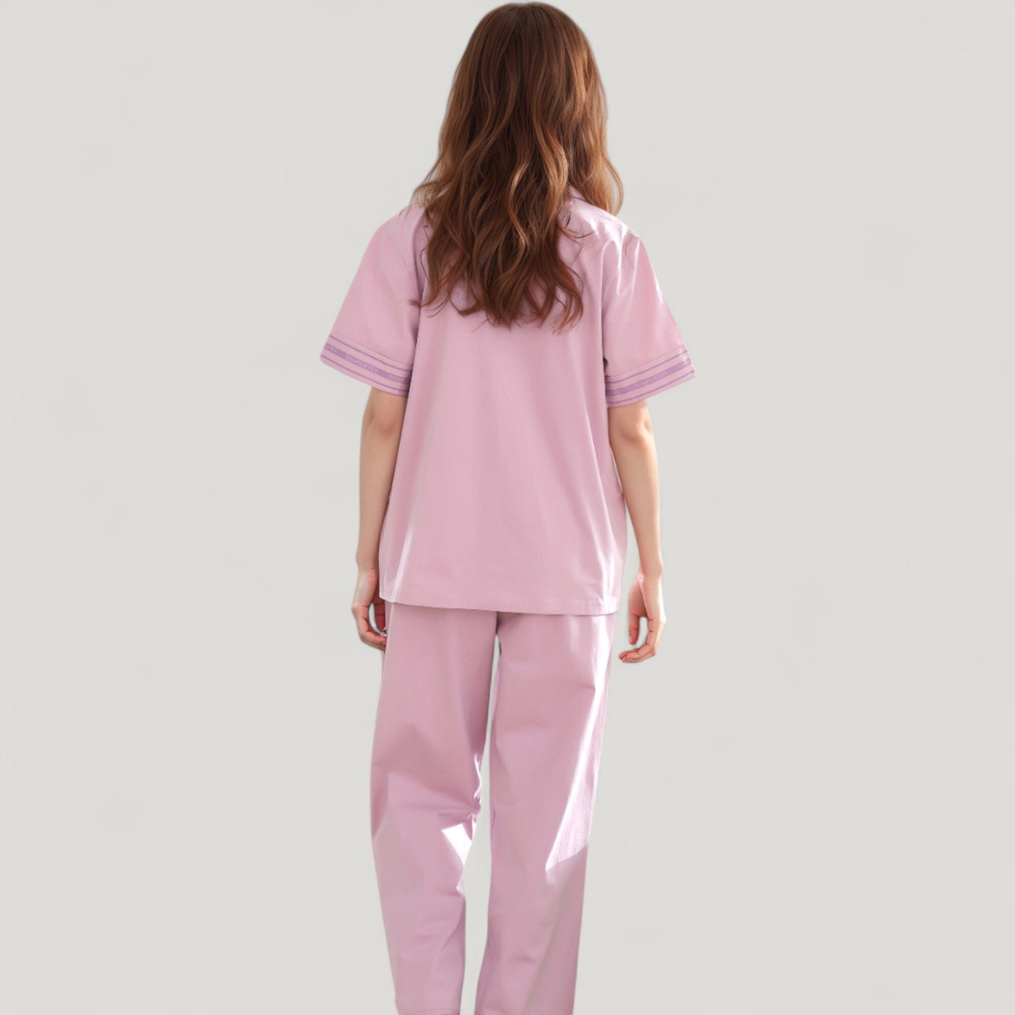 Anna-Kaci Lounge Women's Solid Pajama Set with Contrast Stripe Trim Short Sleeve Top and Matching Lounge Pants
