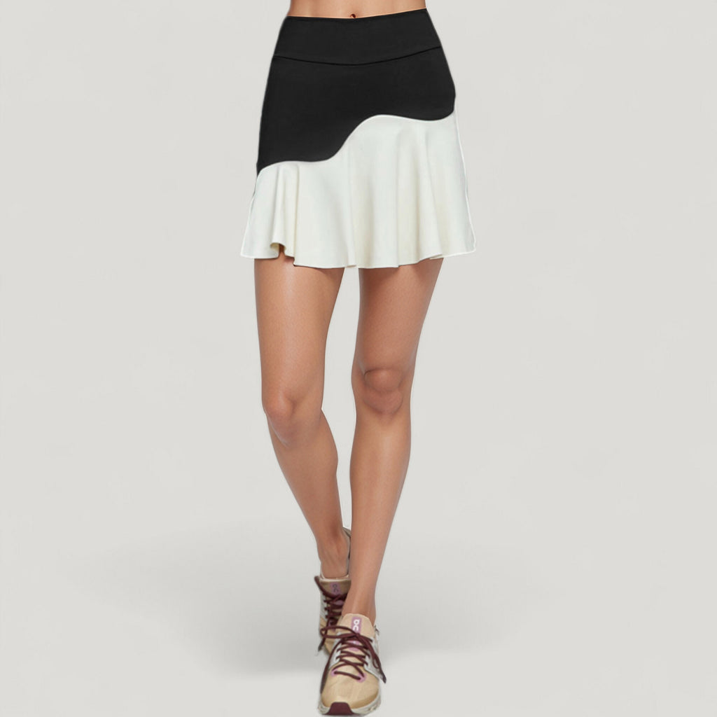 Anna-Kaci Active Women's High Waist Colorblock Tennis Skirt with Sculpted Contrast Design and Flared Hem