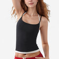 Anna-Kaci Active Women's Contrast Trim Halter Tank Top with Fitted Silhouette and Double Strap Detail