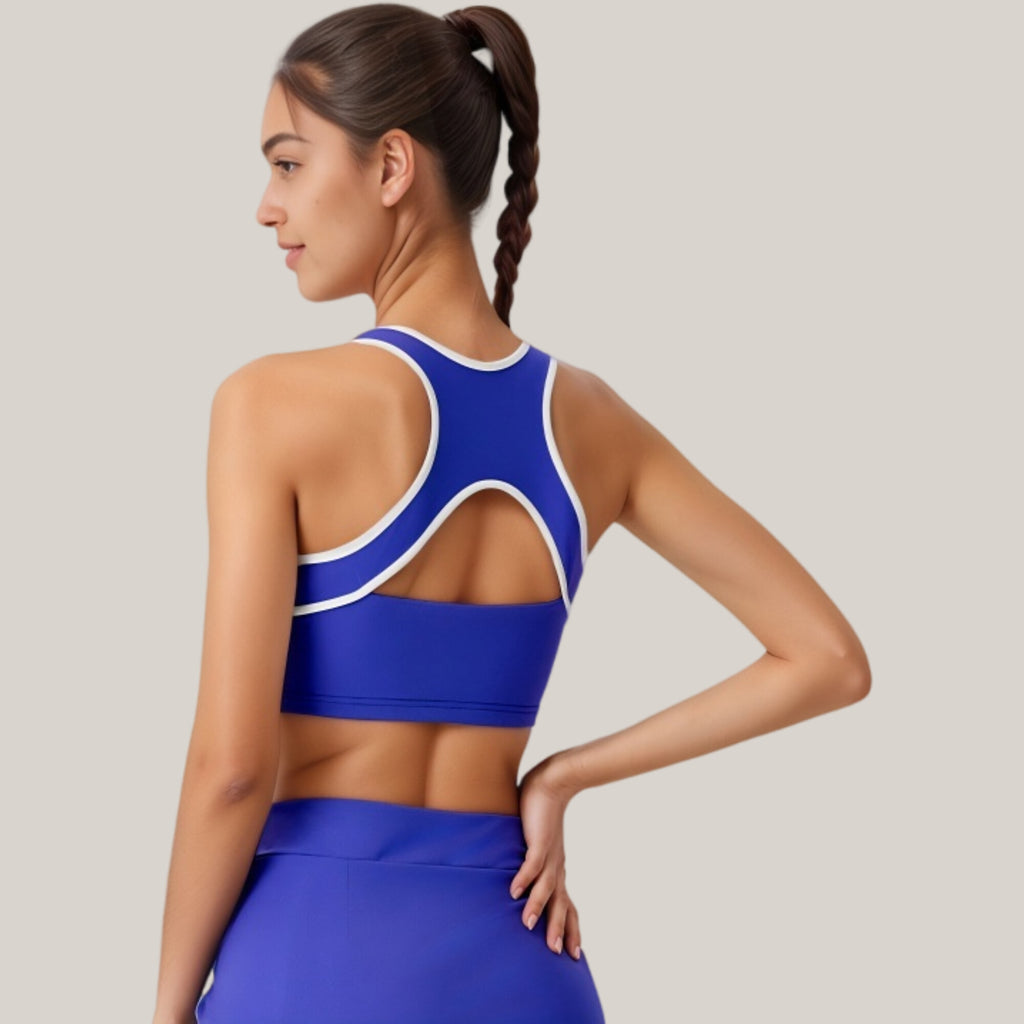 Anna-Kaci Active Women's Two-Piece Activewear Set with Contrast Trim Sports Bra Tank and High Waist Skirt