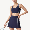 Anna-Kaci Active Women's Two-Piece Activewear Set with Contrast Trim Sports Bra Tank and High Waist Skirt