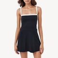 Anna-Kaci Active Women's Square Neck Active Dress with Contrast Trim Straps and Fitted Flare Silhouette