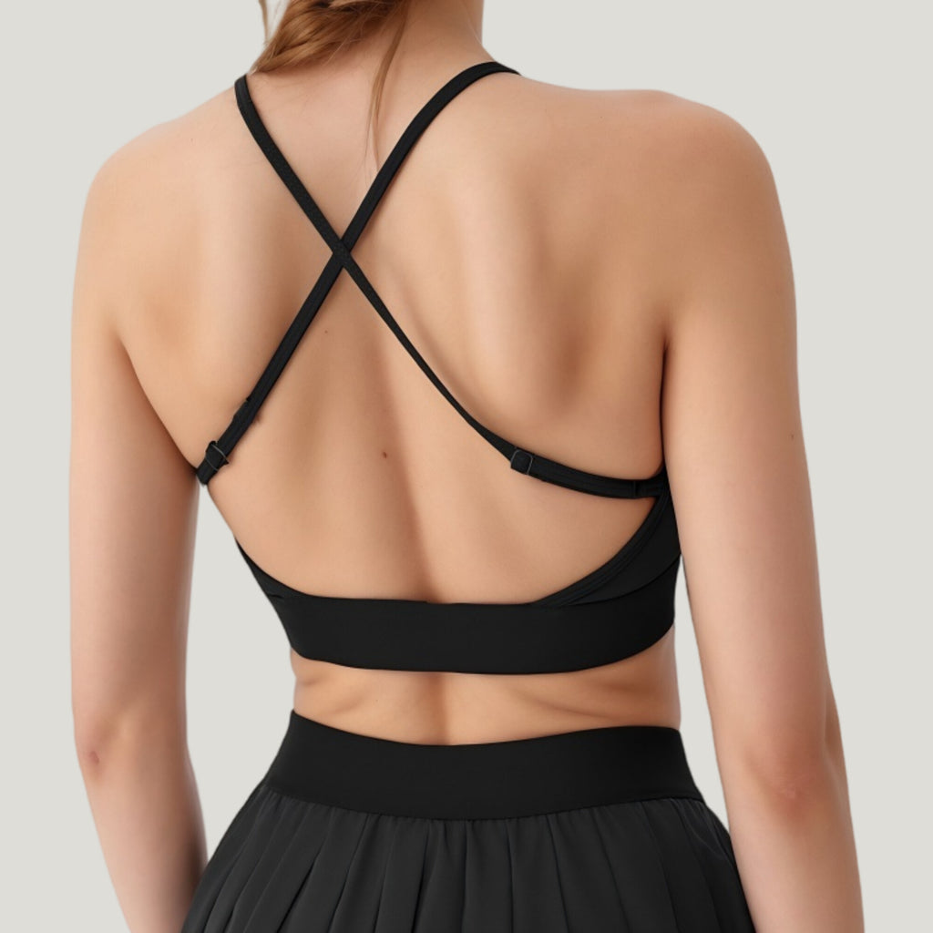 Anna-Kaci Active Women's Strappy Sports Bra with Scoop Neck and Wide Underband for Light to Medium Support