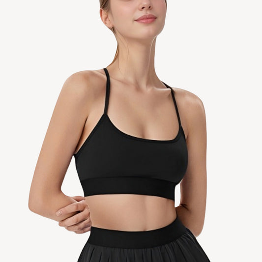 Anna-Kaci Active Women's Strappy Sports Bra with Scoop Neck and Wide Underband for Light to Medium Support