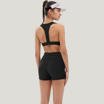 Anna-Kaci Active Women's Scoop Neck Racerback Sports Bra with Wide Straps and Seamless Underbust Design