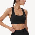 Anna-Kaci Active Women's Scoop Neck Racerback Sports Bra with Wide Straps and Seamless Underbust Design