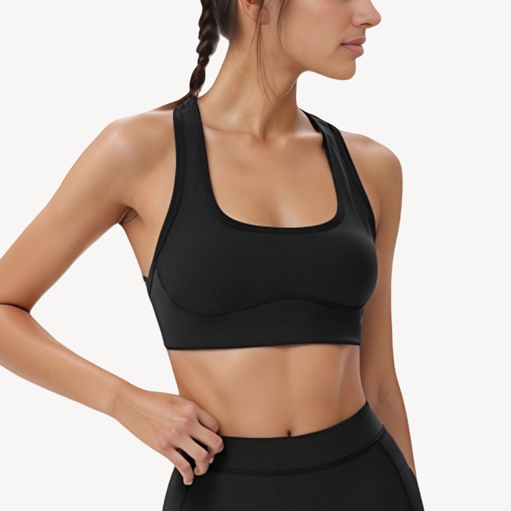 Anna-Kaci Active Women's Scoop Neck Racerback Sports Bra with Wide Straps and Seamless Underbust Design