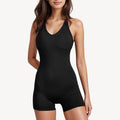 Anna-Kaci Active Women's Sleeveless Active Romper with Scoop Neckline and Fitted Shorts One-Piece Design