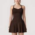Anna-Kaci Active Women's Strappy Athletic Dress with Built-In Shorts and Side Pocket Supportive Fit Stretch Fabric