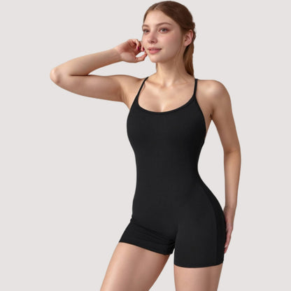 Anna-Kaci Active Women's Strappy Activewear Romper with Fitted Bodice and Stretch Fabric for Flexible Movement