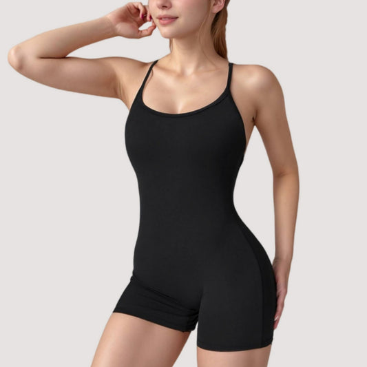 Anna-Kaci Active Women's Strappy Activewear Romper with Fitted Bodice and Stretch Fabric for Flexible Movement