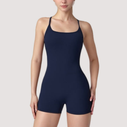 Anna-Kaci Active Women's Strappy Activewear Romper with Fitted Bodice and Stretch Fabric for Flexible Movement