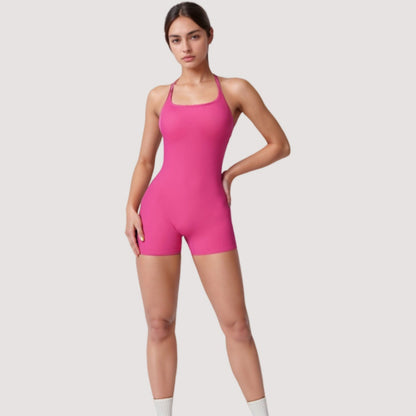 Anna-Kaci Active Women's Strappy Activewear Romper with Fitted Bodice and Stretch Fabric for Flexible Movement