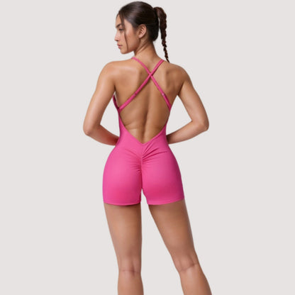 Anna-Kaci Active Women's Strappy Activewear Romper with Fitted Bodice and Stretch Fabric for Flexible Movement
