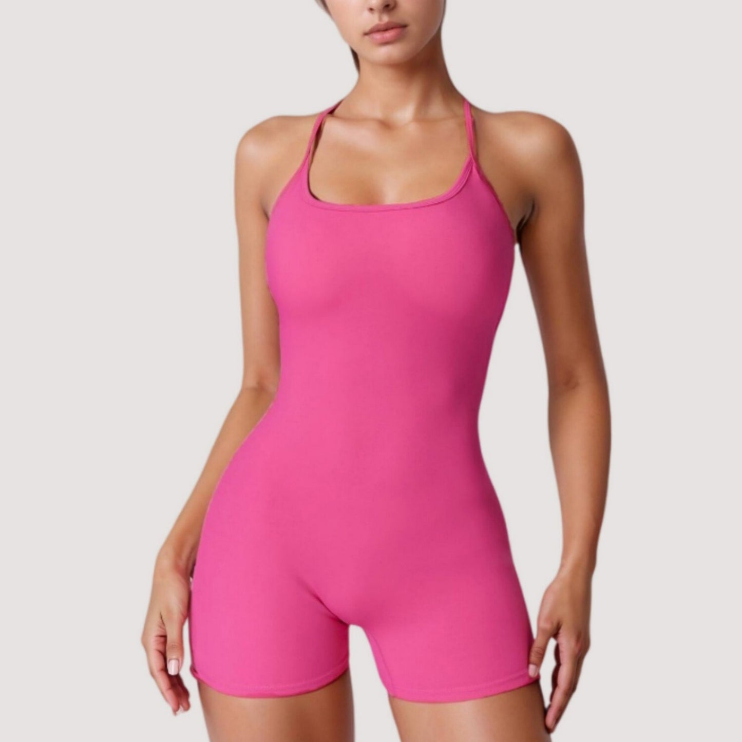 Anna-Kaci Active Women's Strappy Activewear Romper with Fitted Bodice and Stretch Fabric for Flexible Movement