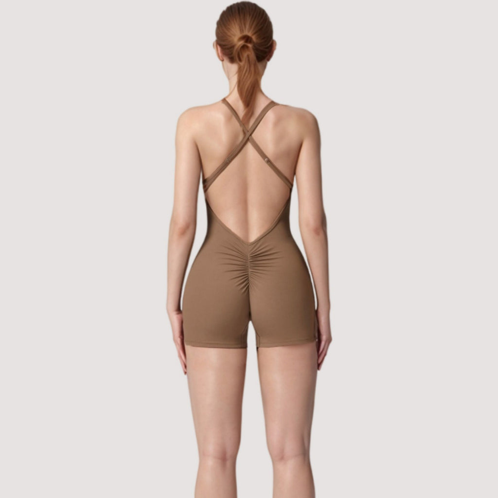 Anna-Kaci Active Women's Strappy Activewear Romper with Fitted Bodice and Stretch Fabric for Flexible Movement