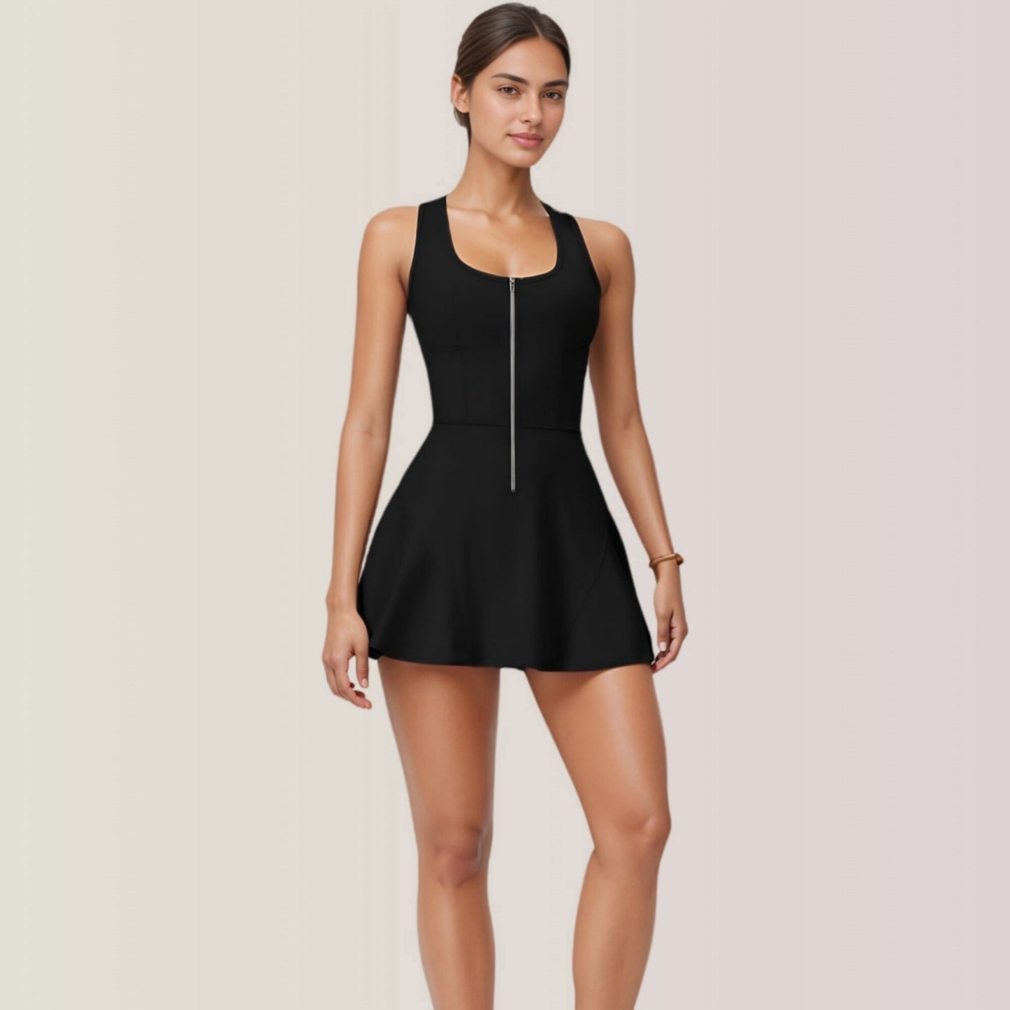 Anna-Kaci Active Women's Activewear Romper with Skirt Overlay and Built-In Shorts Design
